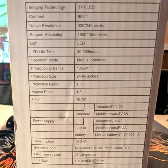 New**4K Mini Home Theater Projector Wireless Works on IOS & Android - Picture 4 of 5